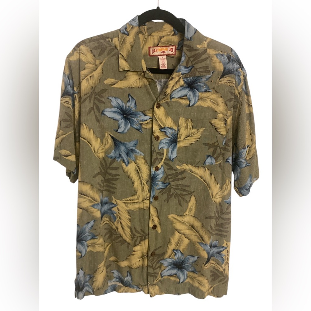 Caribbean Joe Floral Button-Up Shirt M GUC